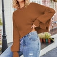 thumbnail image 2 of Mlzmgr Sweaters for Women Cropped Crewneck Pullover Drop Shoulder Casual Long Sleeve Tops Fall Fashion, 2 of 9