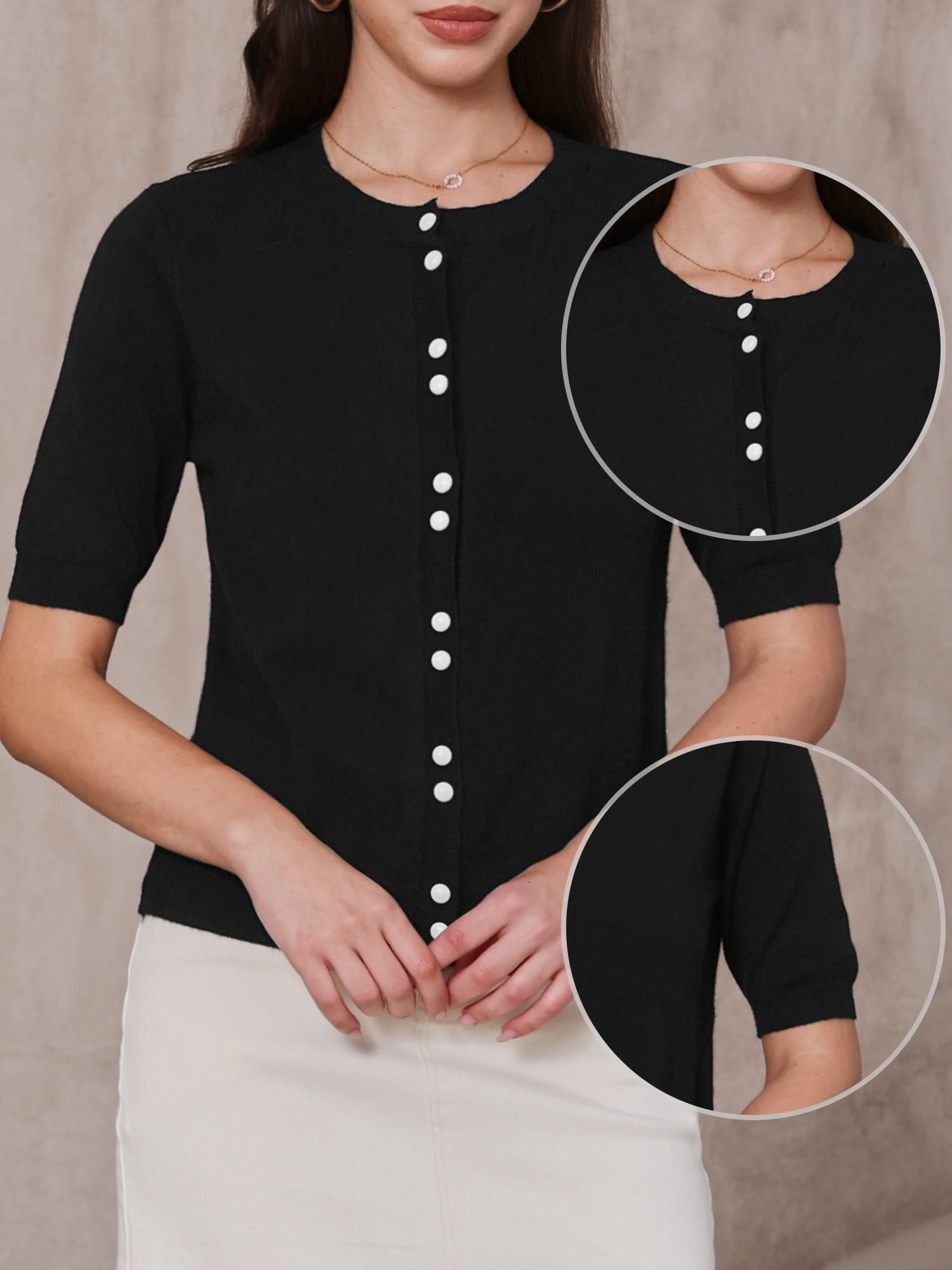 DARING DIVA Women's Elegant Lightweight Button Down Cardigan Sweater XL Black
