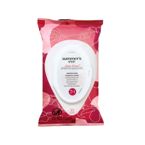 Summer's Eve Feminine Cleansing Cloths for Sensitive Skin Sheer Floral