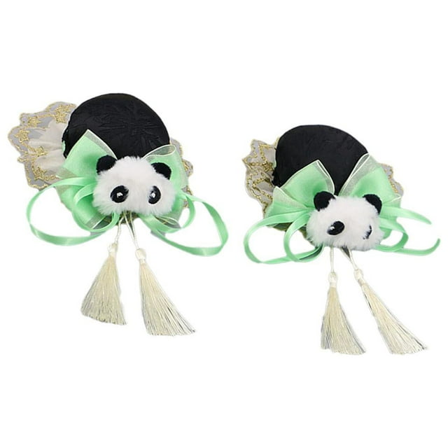 2x Pinzas para el cabello de estilo chino perfecl Panda Verde