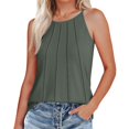 thumbnail image 1 of Liquidation d'Économies! Hauts Grande Taille pour Femmes, Hauts à Manches Courtes d'Été pour Femmes, Débardeur Ample à Col Rond Froncé Sans Manches Décontracté Basique, 1 of 5