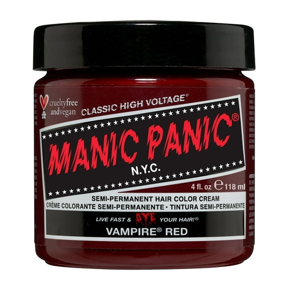 MANIC PANIC Vampire Red Hair Dye - Classic High Voltage - Semi Permanent Deep, Blood Red Hair Color - Vegan, PPD And Ammonia Free (4oz)