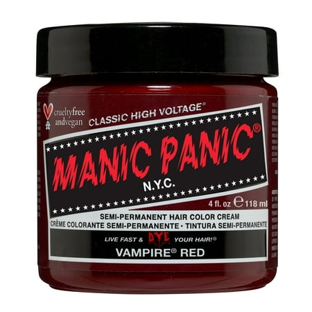 MANIC PANIC Vampire Red Hair Dye - Classic High Voltage - Semi Permanent Deep, Blood Red Hair Color - Vegan, PPD And Ammonia Free (4oz)