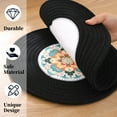 thumbnail image 4 of Placemats Set of 4, Yamaziot 12" Round Placemats Heat Resistant Braid Place Mat, Fabric Woven Washable Dining Table Mats, Mandala Floral Black, 4 of 7