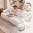 thumbnail image 4 of LUCKHAO 100" Extra Large Curved Front Compressed Sectional Sofa, 3-Seat Boucle Couch, No Assembly Sofa-in-a-Box, White, 4 of 7