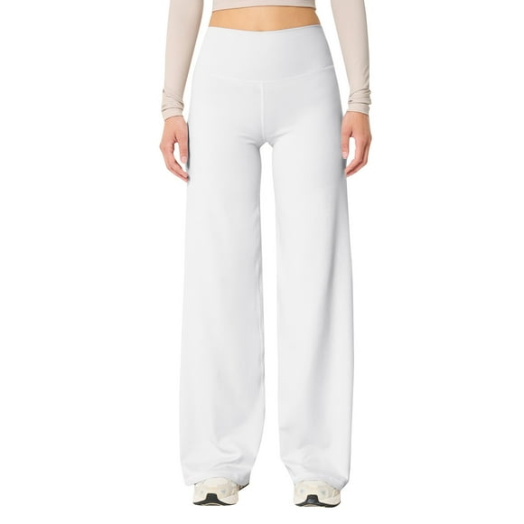 Clearance! SNOWSONG Pants for Women, Wide Leg Yoga Pants for Women Tummy High Waisted Stretch Workout Pants Loose Fit Athletic Flare Sweatpants, 1PC Pants White S