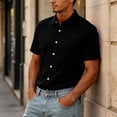 thumbnail image 6 of Delconic Mens Short Sleeve Button Down Shirt Casual Camp Collar Summer Loose Fit Lightweight Daily Wear Open Front Top Black L, 6 of 6