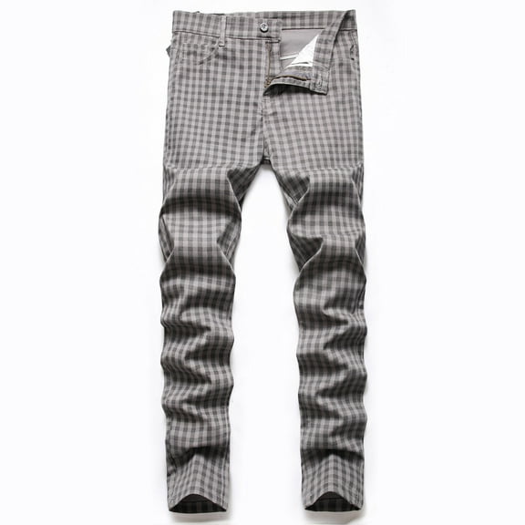 Njoeus Mens Plaid Stretch Dress Pants Slim Fitting Skinny Office Work Pants Cotton Tapered Men Big & Tall Casual Business Dress Pants L-5XL