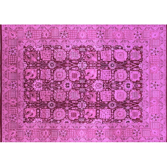 Ahgly Company Indoor Rectangle Oriental Purple Traditional Area Rugs, 6' x 9'