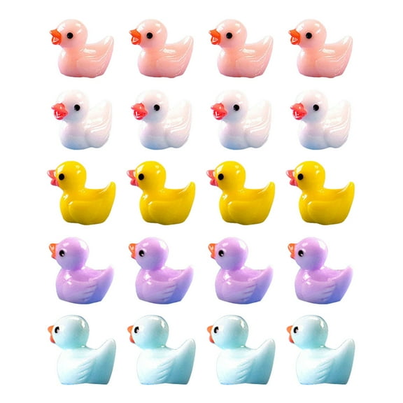 ETHZZLE 40Pcs Mini Ducks Resin Decoration Assorted Color Educational Toy for Kids Bonsai Garden Decor