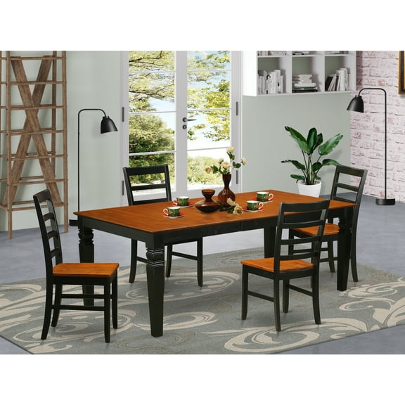East West Furniture Logan 5-piece Traditional Wood Dining Set in Black/Cherry