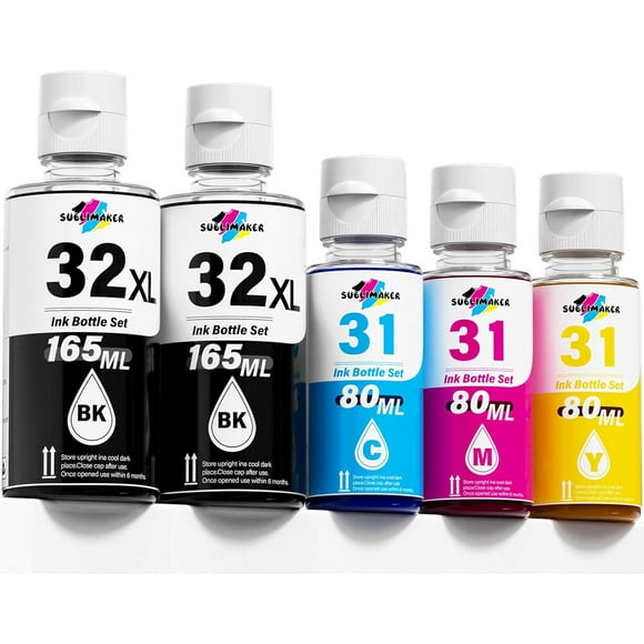 UTAH-32XL Black Ink Bottle, 31 Ink Bottle Set Compatible Replacement for HP Smart Tank 6001 5101 7301 7602 5000 5103 7300 Ink Refill, 31 32XL Ink Bottles Set for Smart Tank Plus 651 551 All-in-One Pr