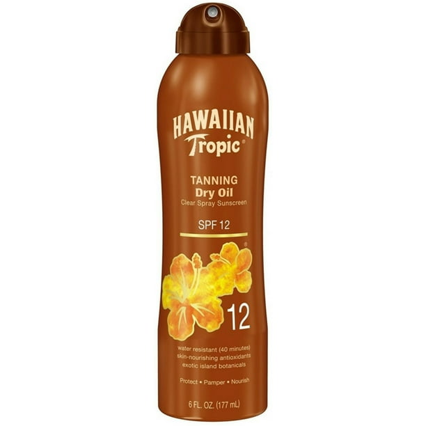 Hawaiian Tropic Tanning Dry Oil Clear Spray Sunscreen SPF 12 6 oz