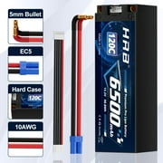 HRB 2pcs 15.2V 4S 6500mAh High Voltage LiPo Battery EC5 for RC Car Truck Buggy