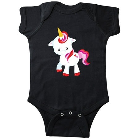 

Inktastic Cute Little Unicorn Red And Pink Mane Hearts Gift Baby Girl Bodysuit