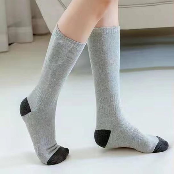 Calcetines para hombre y mujer, personalizados, de color liso, para invierno, con calefacción electrónica, de longitud media, de poliéster