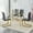 Title Case, variant on SUDICA 5-Piece Modern Dining Table Set, 51 inch Glass Table with Gold Legs and 4 Light Gray PU Chairs