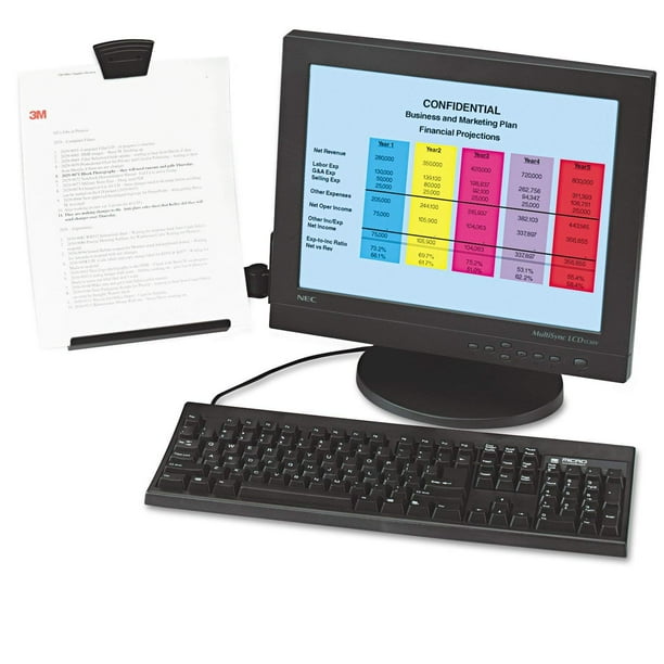 Monitor Mount Document Copy Holder, Holds Documents at Eye Level Off