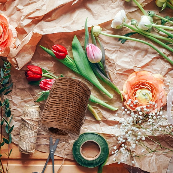 HONMEET Rustic Floral Wire Roll Coffee Iron Wire 1 Roll 9.3x8.8cm