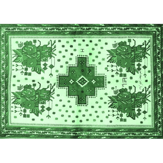 Ahgly Company Indoor Rectangle Persian Emerald Green Traditional Area Rugs, 3' x 5'