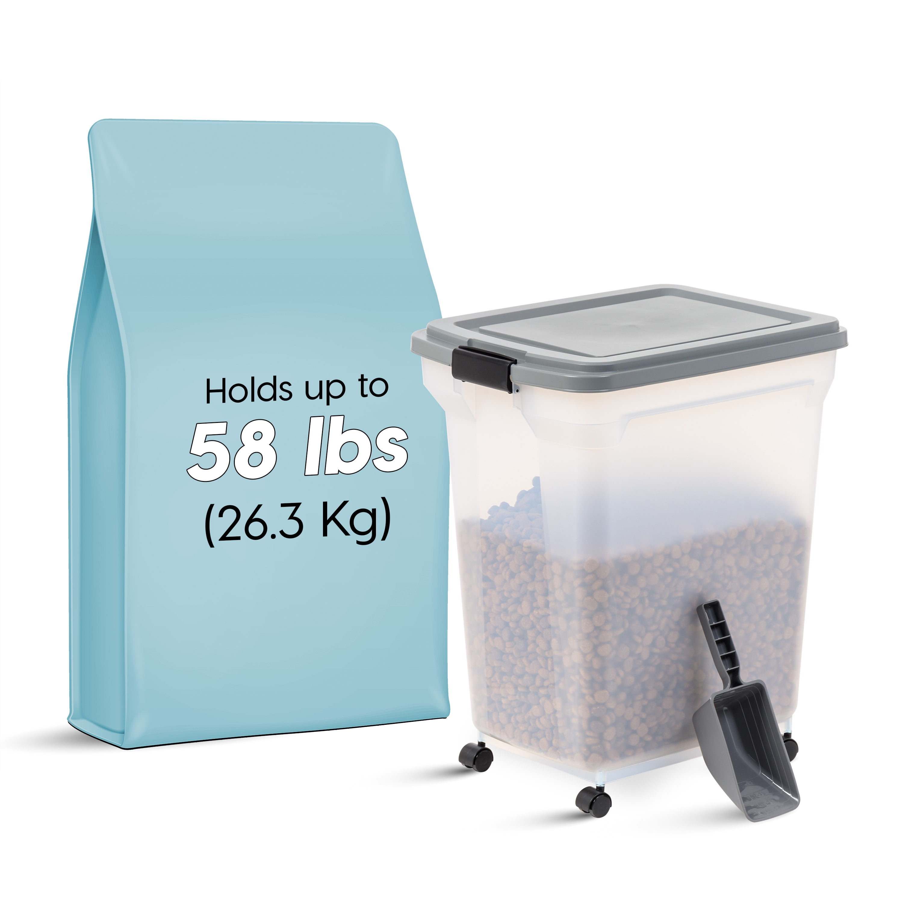 IRIS USA Airtight Pet Food Storage, 65 Qt 50 Lbs, Removable