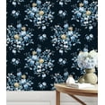 thumbnail image 4 of NextWall  Floral Bunches Peel and Stick Wallpaper 20.5 in. W x 18 ft. L - Midnight Blue & Toffee, 4 of 9