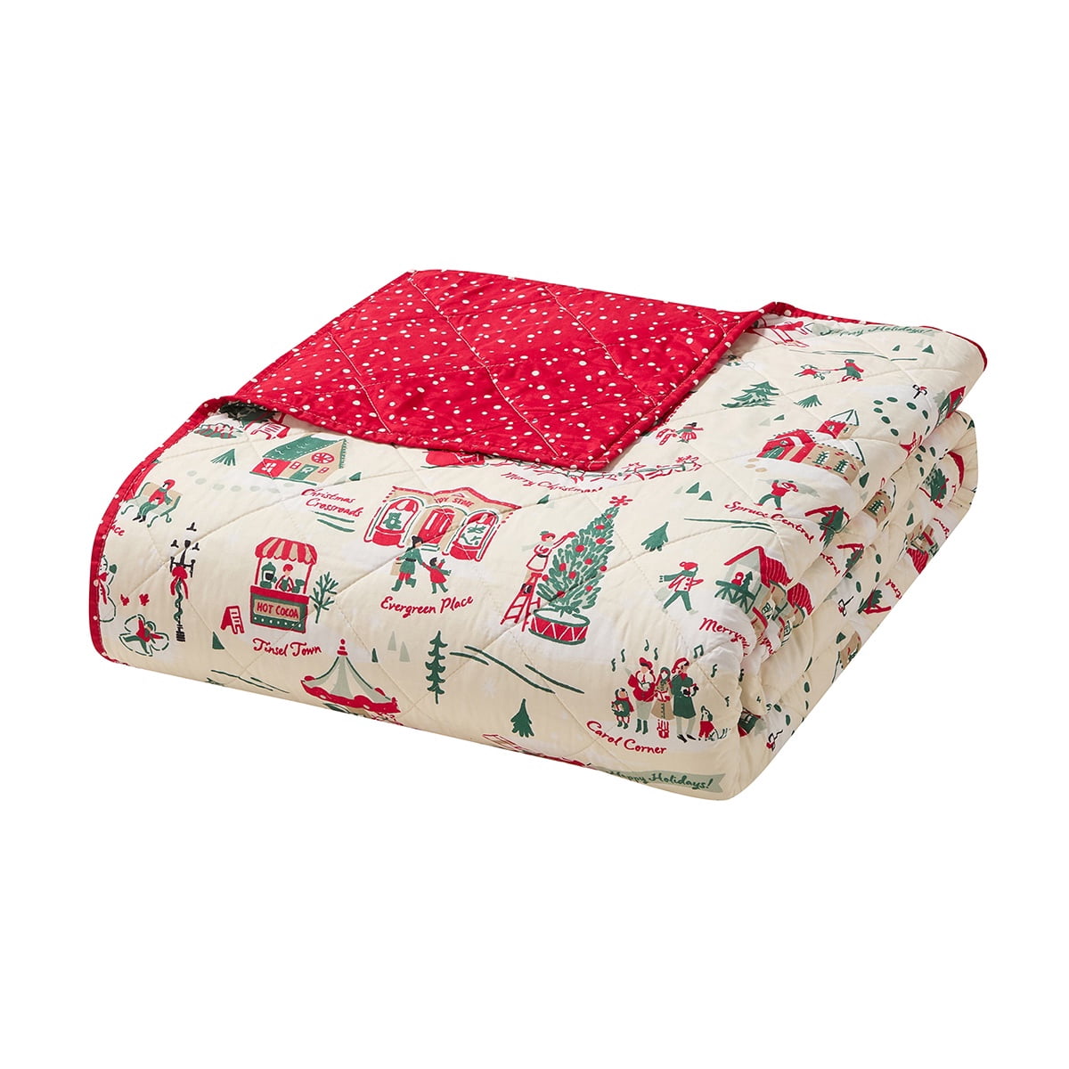 Hallmark Multi Christmas Village 3-Piece Adult Holiday Quilt Set, Full/Queen