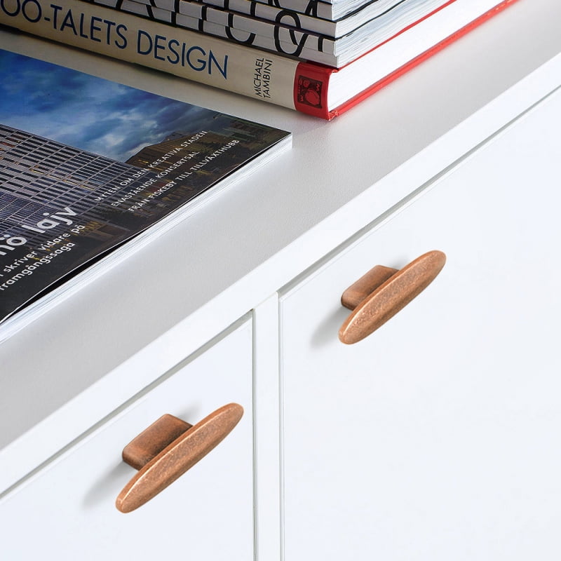 Goo-Ki 6 Pack Antique Copper Knob Hardware - 0.63" (16mm) Hole Antique Bronze Drawer Pulls for Cupboard and Bedside Table , Vintage Copper Cabinet Knobs for Kitchen Dresser Bathroom Closet Wardrobe