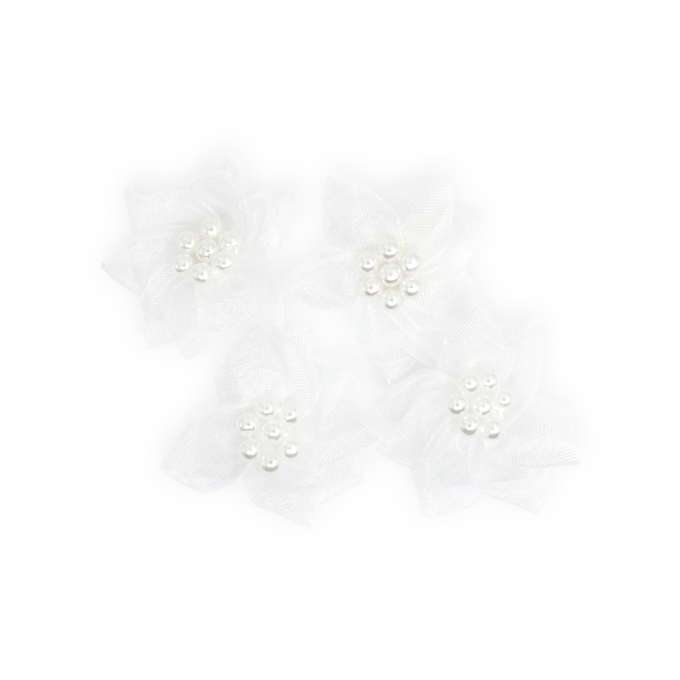 Hello Hobby Accessory Rose Flowers Sheer, White, 4 piece