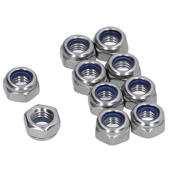100Pcs Nylon Insert Lock Nut Stainless Steel Nylon Inserted Locknuts Fastener Set Kit for Maintenance
