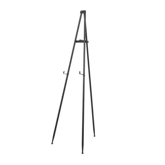 DecMode 24" x 70" Black Metal Tall Adjustable Floor 3 Tier Easel with Foldable Stand, 1-Piece