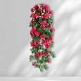 thumbnail image 7 of Simulated Rose Wall Hanging Set | Artificial Flowers Rattan Decor | White Red Green Purple Pink | 35cm Fake Roses with Iron Planter | Home Garden Mall Decorations, 7 of 7