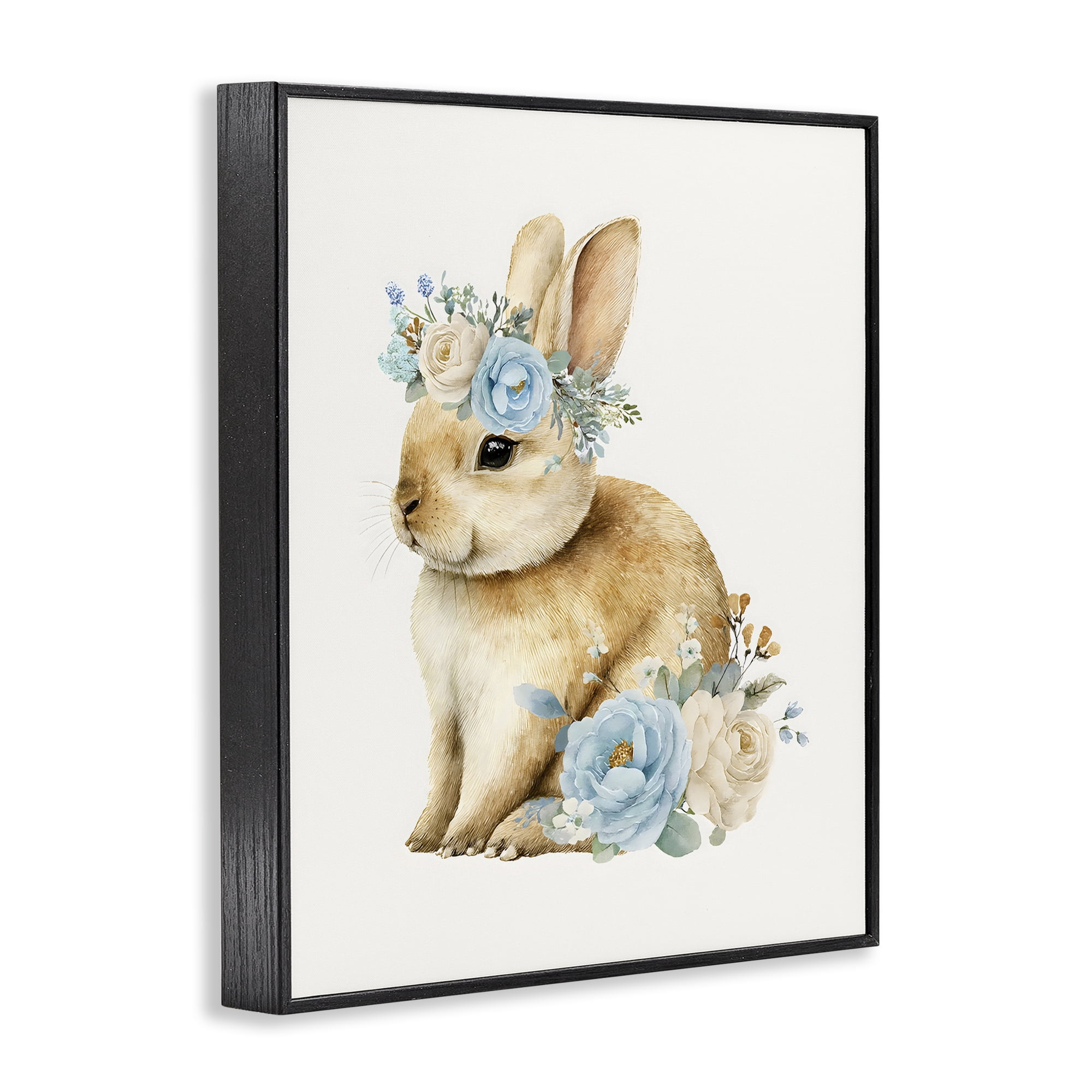 Stupell Industries Watercolor Nursery Bunny Black Framed Giclee Art, design by LSR Design Studio