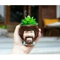 thumbnail image 3 of Bob Ross Mini Ceramic Planter with Artificial Succulent Plant, 3 of 7