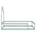 thumbnail image 5 of Twin Size Montessori Floor Bed with House-Style Headboard & Safety Fences for Girls & Boys, Solid Pine Construction, Low-Profile Design, Easy Assembly, Light Green Teen Bedroom Furniture, 5 of 9