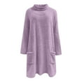 thumbnail image 5 of XIAONU Womens Sweatshirts Semi-High Neck -Lined Warm Hoodless Sweatshirt Solid Color Long Sleeve Kangaroo Pocket Baggy Pullover Tops, 5 of 6