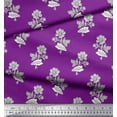 thumbnail image 3 of Soimoi Modal Satin Fabric Leaves & Floral Block Decor Fabric Printed Yard 42 Inch Wide, 3 of 3