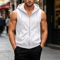 thumbnail image 3 of Favoffer Womens Mens Sweatshirts Sleeveless Hooded Zip Up Drawstring Casual Jackets Breathable Tops for Gym Lounging, 3 of 9