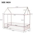 thumbnail image 4 of DreamBuck Metal Floor Bed, Twin Size House Floor Bed Frame with Fence for Teens, Floor Bed for Bedroom, Easy to Assemble, Pink, 4 of 7