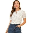 thumbnail image 1 of Blusa de Gasa Allegra K con Cuello Peter Pan y Manga Farol para Mujer Blanco L, 1 of 5