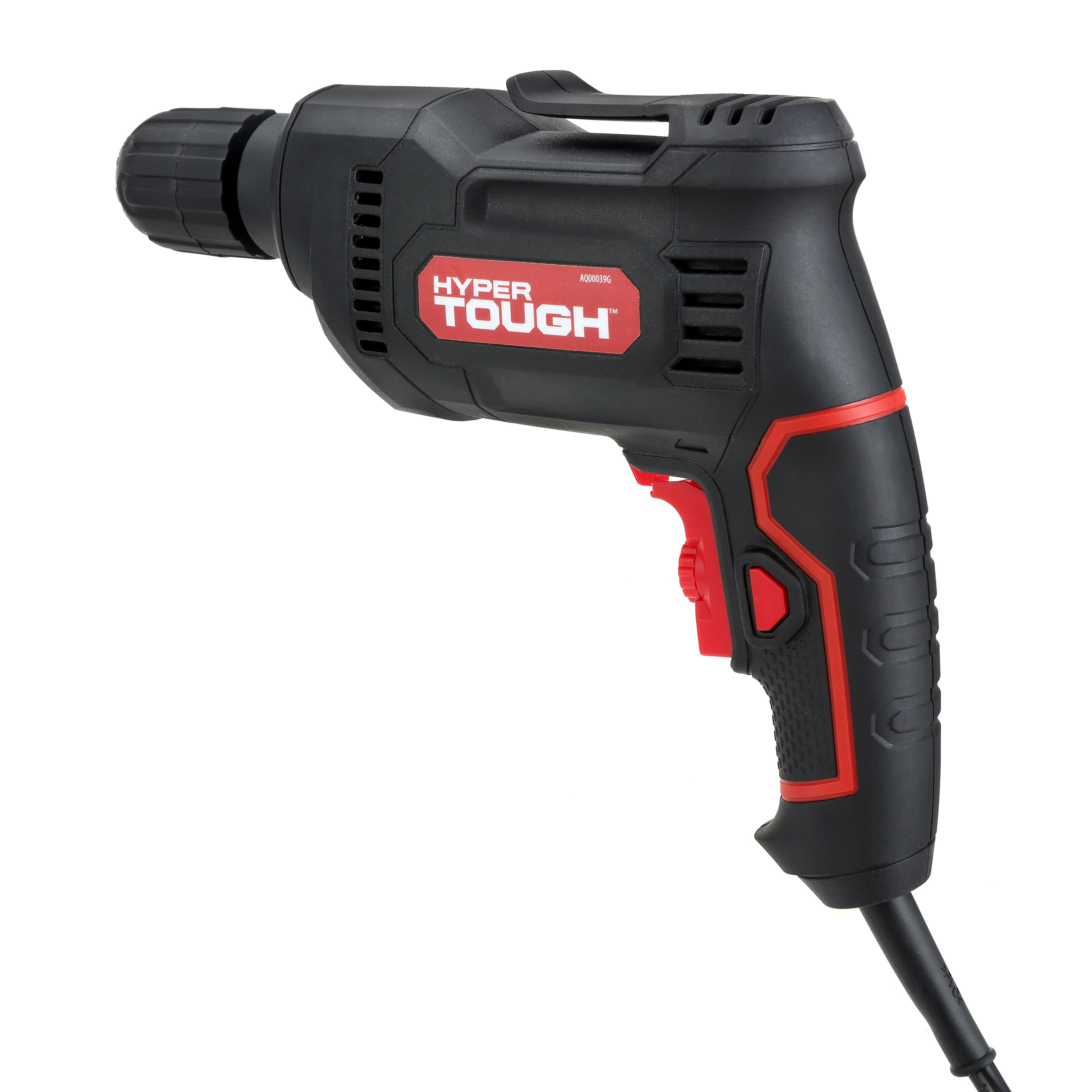 Hyper Tough 5 Amp Corded Drill, 3/8 inch Keyless Chuck, Variable Speed, Lock-on Feature & Belt Clip