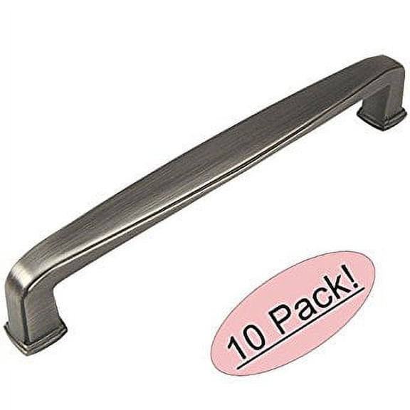 Cosmas 4392-128AS Antique Silver Modern Cabinet Hardware Handle Pull - 5" Inch (128mm) Hole Centers - 10 Pack