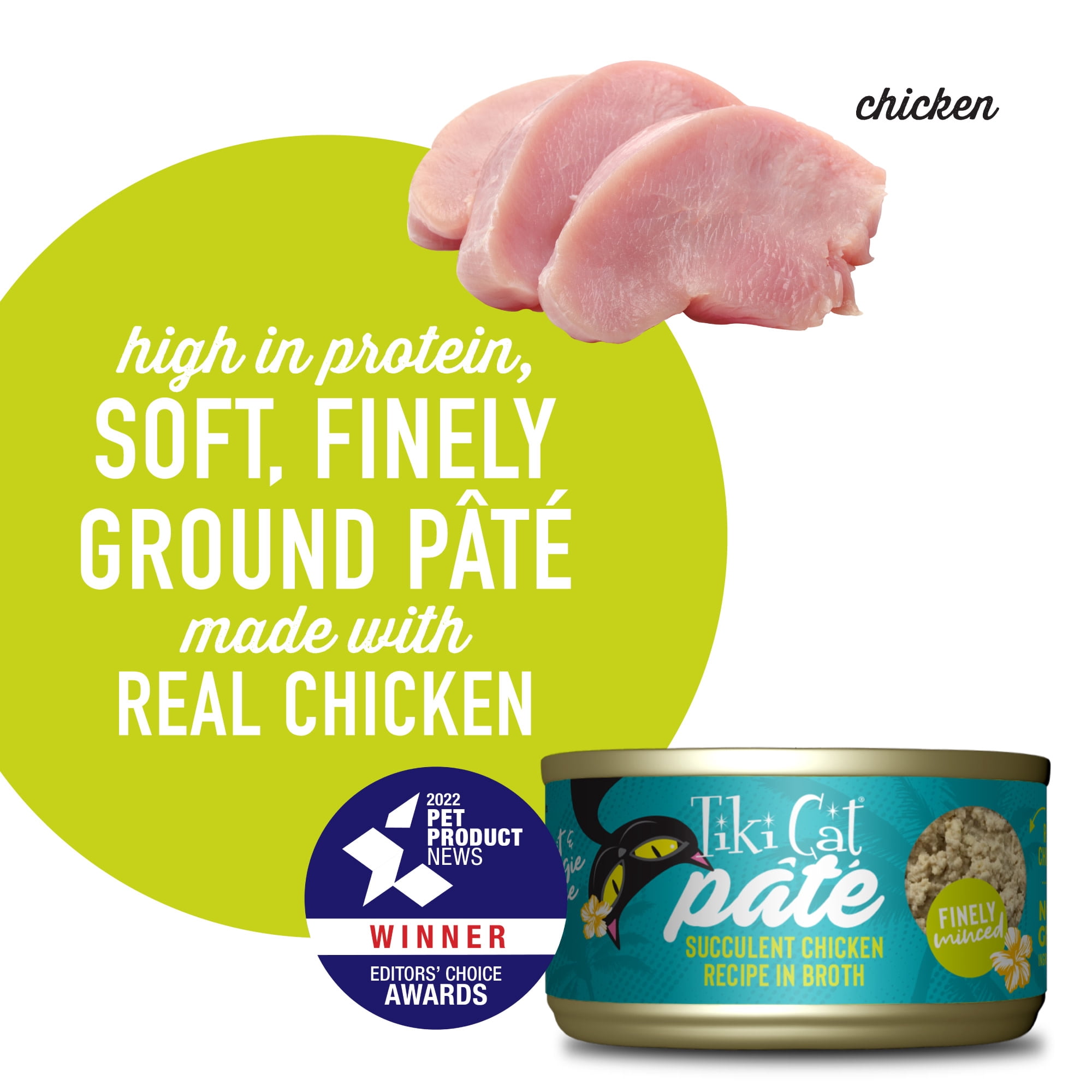 Tiki Cat Luau Pate Wet Cat Food, Chicken, 2.8 oz. Can
