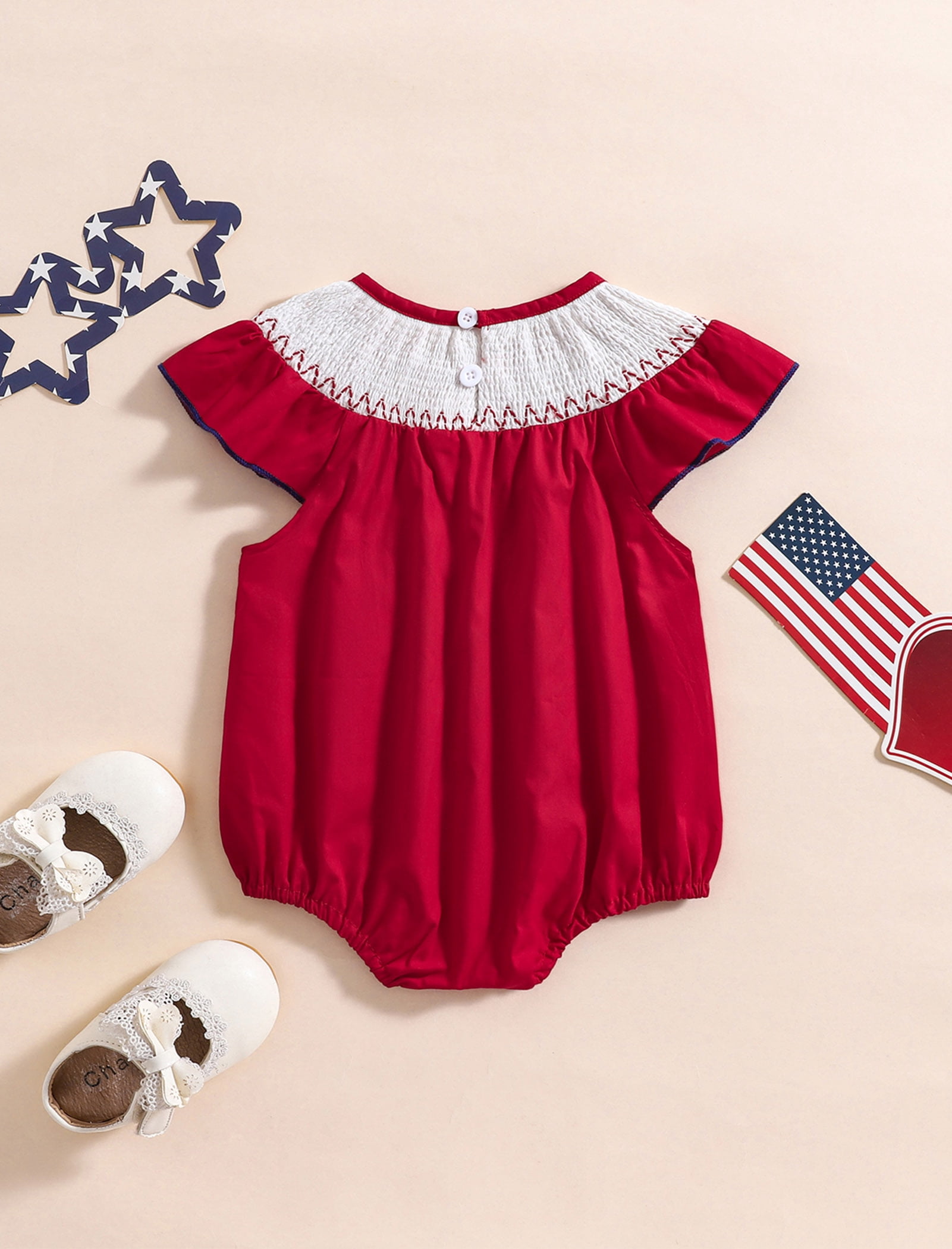 OBEEII Romper for Baby Boys Girls Chic Dressy Summer Outfits Red Cake Smash Party Casual Girls Clothes