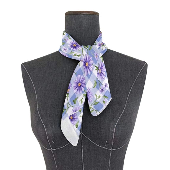 Square Scarf 24x24 Inch Beautiful Lush Purple Daisies Silky Satin Sun Protection Neck Scarf for Women Multi-Purpose Head Wrap Bandana for Hair Bag Decoration