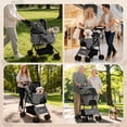 thumbnail image 2 of Zoolike 3 in 1 Pet Stroller for Dogs and Cats,4 Wheel Foldable Stroller with Detachable Carrier&Storage Basket,Grey, 2 of 7