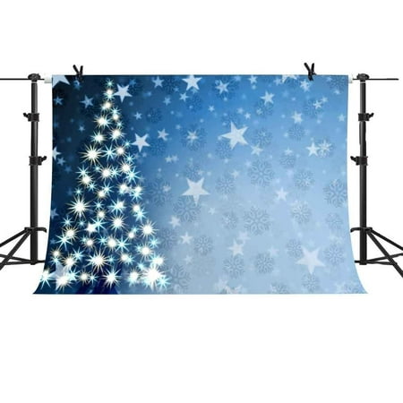 GreenDecor Polyster 7x5Ft Christmas Eve Backdrop Blue Star Shiny Light Glitter Background Snowflake Family Children Video Photo (Best Family Photos Ever)