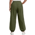 thumbnail image 5 of Cueply Women's Plus Size Cargo Pants with Pockets Casual Joggers Sweatpants Drawstring Adjustable Loose Fit Workout, 5 of 8
