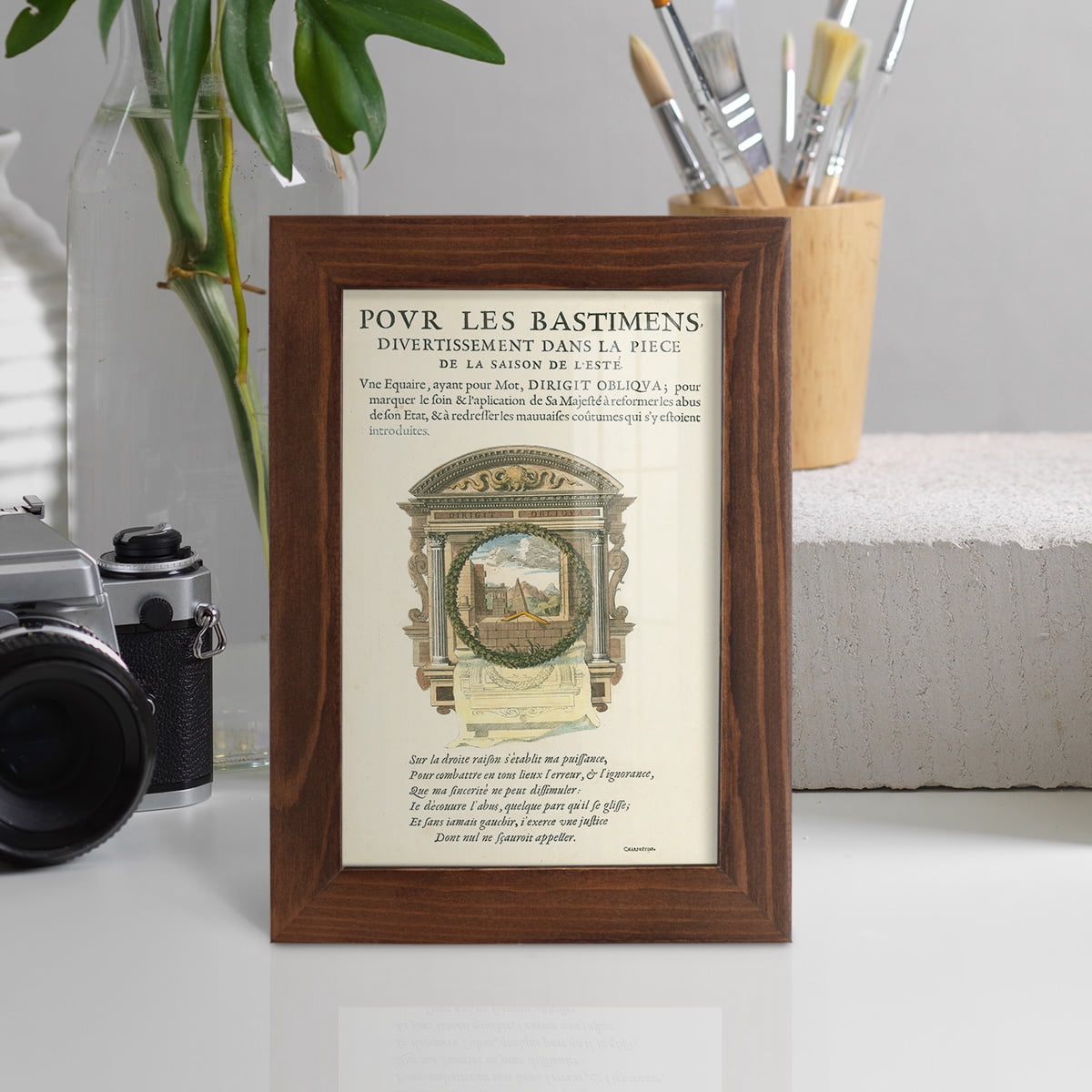 Printed Embellished Bookplate I - Framed Print w/glass - Chestnut