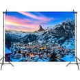 thumbnail image 5 of 7 x 5 ft Winter Mountain Village Matterhorn Photoshoot Backdrop Natural Scenery Austria Hallstatt Alps Mountain Background for Party Decor Winter Holiday Christmas Photoshoot Studio Booth Props, 5 of 5